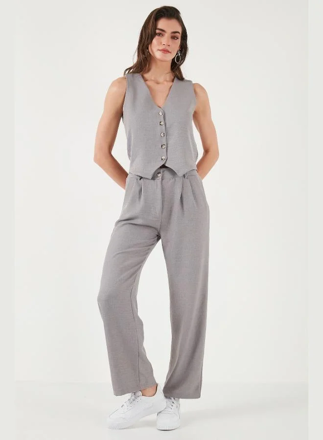 Lela Lela Regular Fit Wide Leg Suit with Vest for Women SET 67045162S4