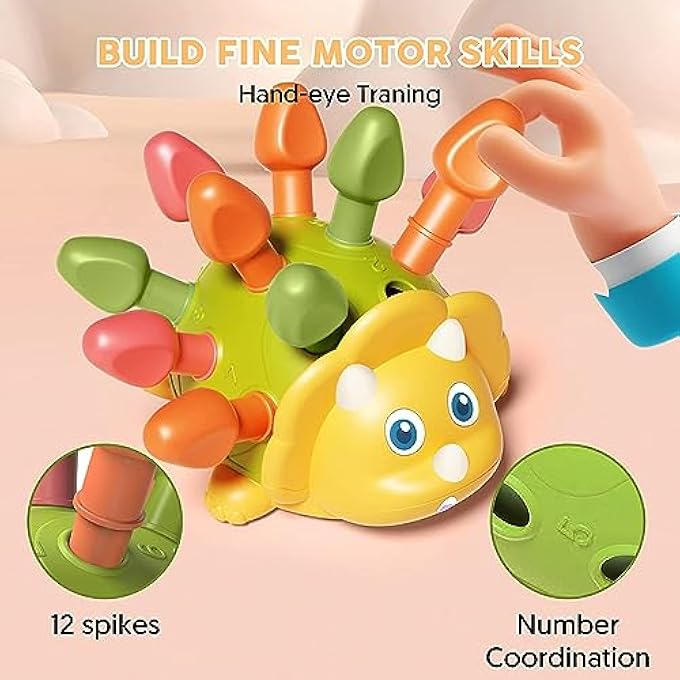 BABY SORTING TOYS FOR GIFT FOR 6 9 12 18 MONTHS 1 2 3 YEAR OLD BOYS GIRLS, HEDGEHOG FINE DINOSAUR TOYS FOR BABY COUNTING TOYS KIDS ONE TWO YEAR OLD - Image 3