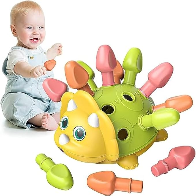 BABY SORTING TOYS FOR GIFT FOR 6 9 12 18 MONTHS 1 2 3 YEAR OLD BOYS GIRLS, HEDGEHOG FINE DINOSAUR TOYS FOR BABY COUNTING TOYS KIDS ONE TWO YEAR OLD - Image 1