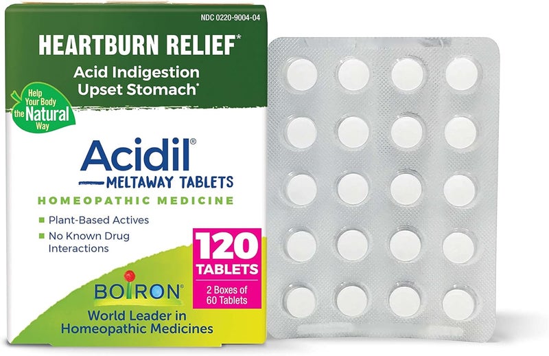 Boiron Boiron Acidil for Relief of Acid Reflux, Heartburn, Indigestion, and Upset Stomach (2 Pack of 60) 