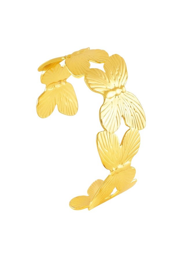 Okos Gold-Plated Stylish Butterfly Adjustable Cuff Bracelet for Women & Girls | Elegant Trendy for Wear, Festive, Party & Gifting - Image 4