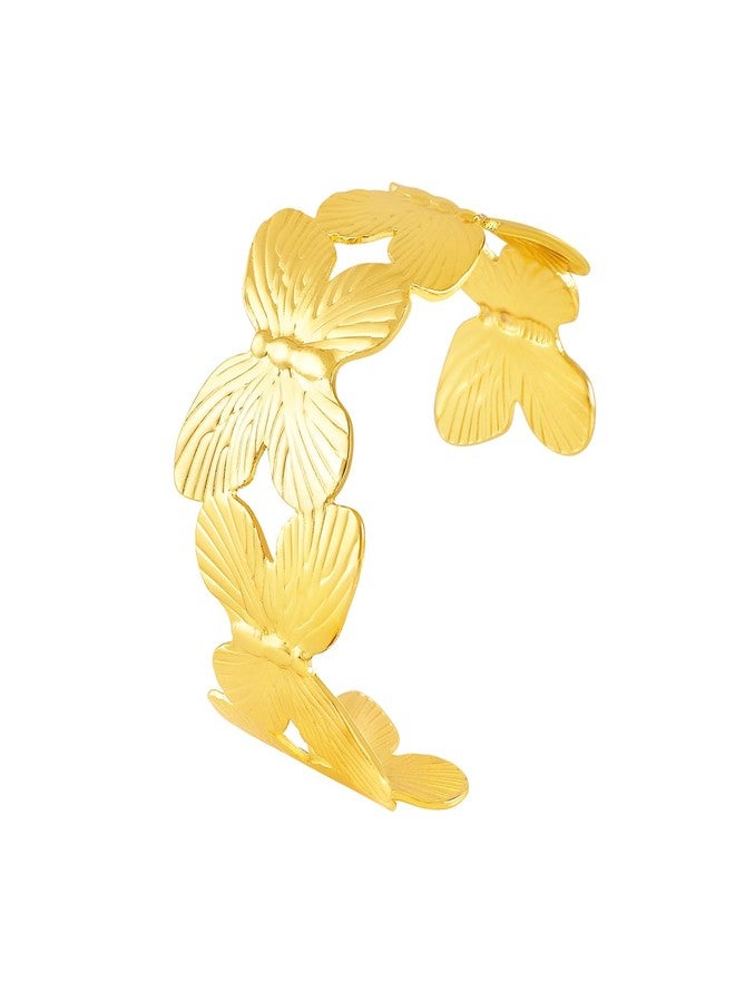Okos Gold-Plated Stylish Butterfly Adjustable Cuff Bracelet for Women & Girls | Elegant Trendy for Wear, Festive, Party & Gifting - Image 1