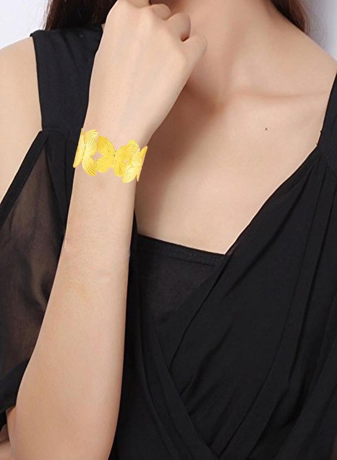 Okos Gold-Plated Stylish Butterfly Adjustable Cuff Bracelet for Women & Girls | Elegant Trendy for Wear, Festive, Party & Gifting - Image 5