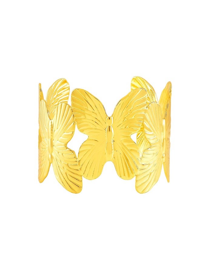 Okos Gold-Plated Stylish Butterfly Adjustable Cuff Bracelet for Women & Girls | Elegant Trendy for Wear, Festive, Party & Gifting - Image 3