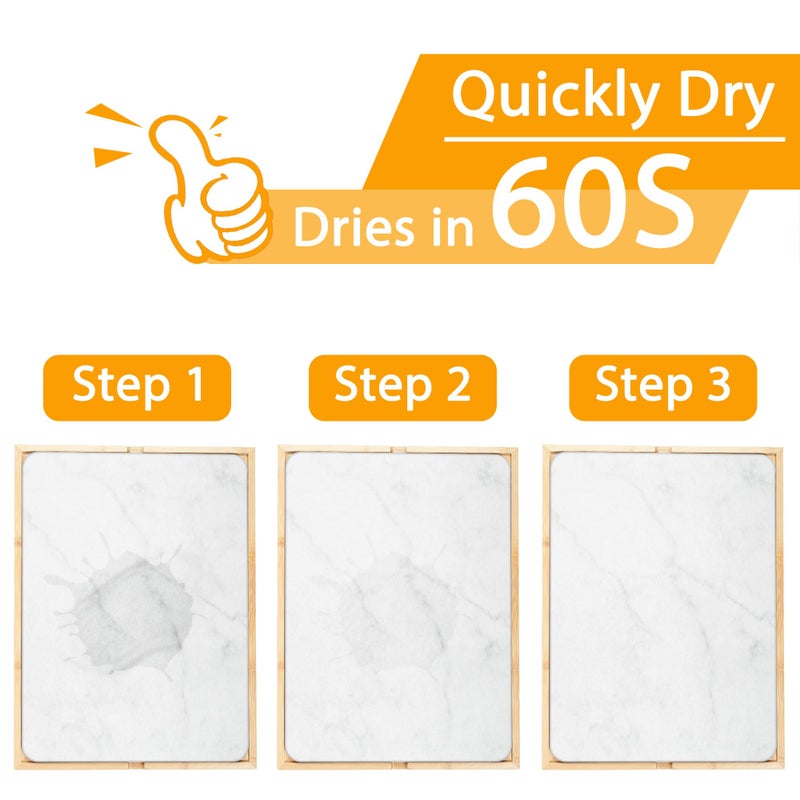 Golener Stone Drying Mat for Kitchen Counter, Dish Drying Pad with Bamboo Rack, Super Absorbent Diatomaceous Earth and Drying Rack, Multi-purpose Quick Drying Mat Rack for Kitchen,16â€x12â€,Marble White - Image 5