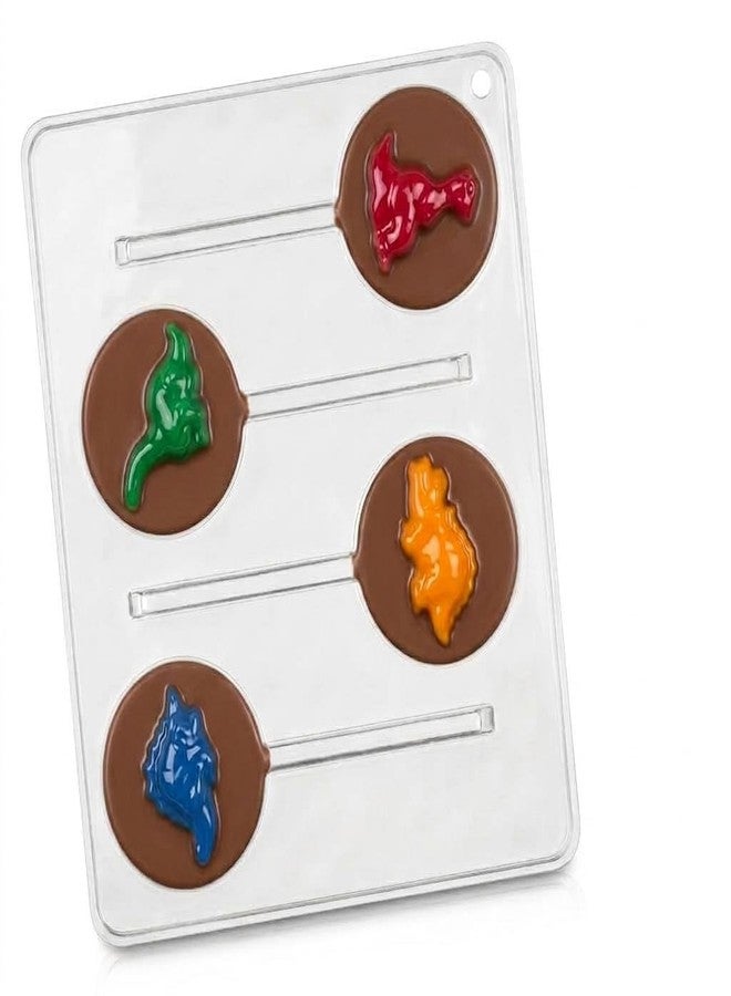 Lollipops Dinosaur Lollipop Chocolate Candy Mold 295, 4 Cavities, 2.5" Diameter, Plastic - Image 1