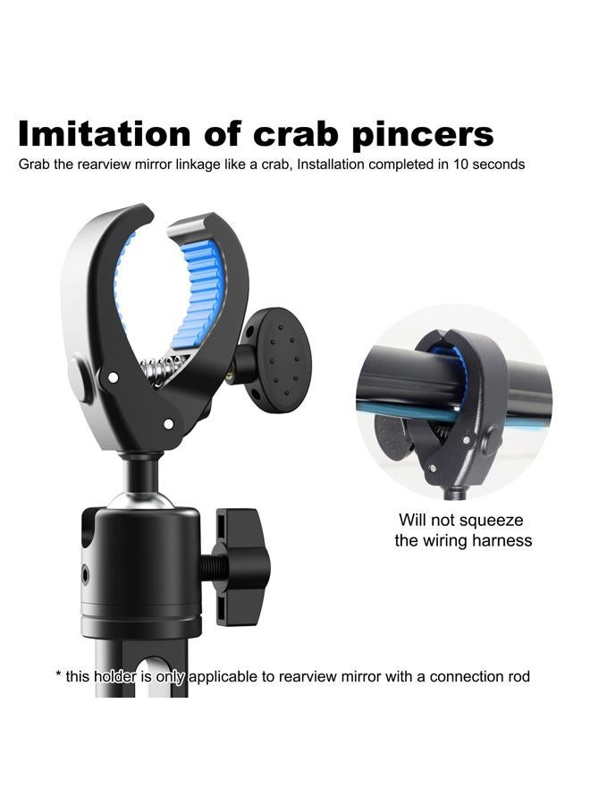 Quyee Phone Holder Car, Rear View Mirror Phone Holder - Aluminum Alloy Mount Multi-Angle Adjustment Rotatable and Retractable Compatible with All 4-7 Inch iPhone and Android Cell Phones - Image 4