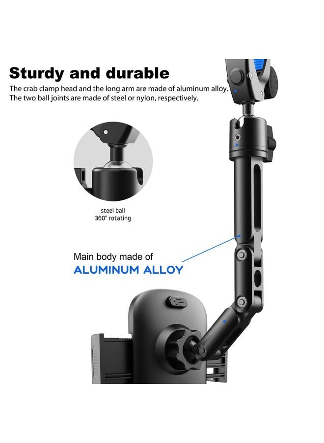 Quyee Phone Holder Car, Rear View Mirror Phone Holder - Aluminum Alloy Mount Multi-Angle Adjustment Rotatable and Retractable Compatible with All 4-7 Inch iPhone and Android Cell Phones - Image 5