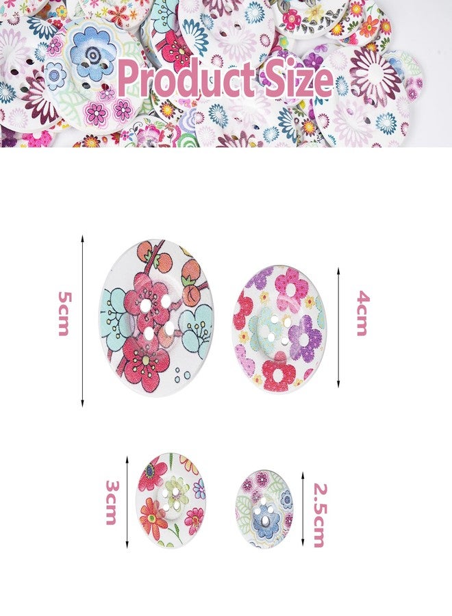 Chenkou Craft 40pcs 1" (25mm) Round Flower Wood Buttons 4 Holes Craft Sewing Button (25mm) - Image 3