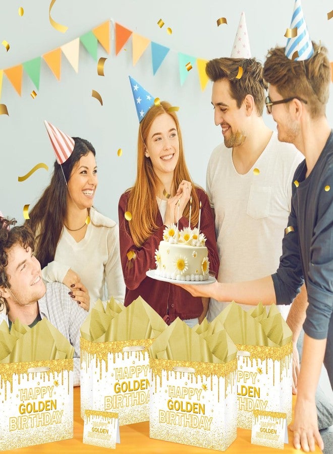 بيكونال حقيبة هدايا عيد ميلاد ذهبية لامعة من بيكونال، زينة عيد ميلاد ذهبية لامعة، حقيبة تغليف هدايا "عصري الذهبي" للنساء والرجال، مناسبة لأعياد الميلاد 21، 24، 25، 28، 30، لوازم حفلات عيد الميلاد - Image 5