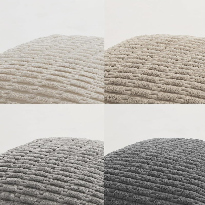 Fancy Homi Set of 4 Grey and White Lumbar Rectangle Decorative Throw Pillow Covers 16x24 Inch for Couch Bed Chair, Aesthetic Boho Room Decor, Soft Fuzzy Thick Corduroy Textured Cushion Case 40x60cm - Image 4