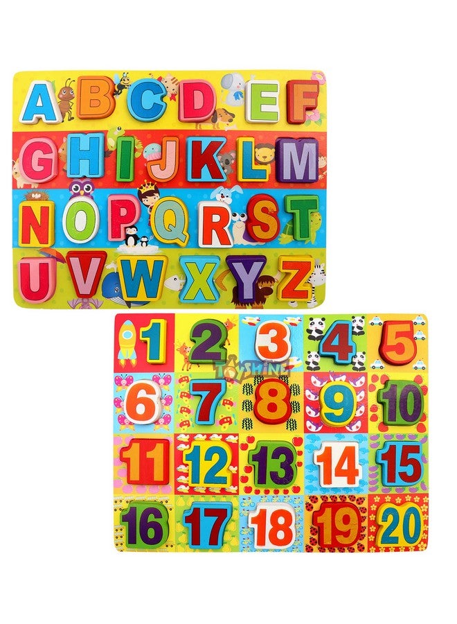 Toyshine Toyshine Picto-Puzzle Premium Wooden ABC 123 Chunky Letters and Numbers Puzzle Toy, Educational and Learning Toy  - Image 1