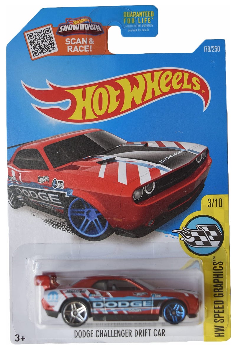 Diecast Hotwheels Dodge Challenger Drift Car, Speed Graphics 3/10 [red] 178/250 - Image 5