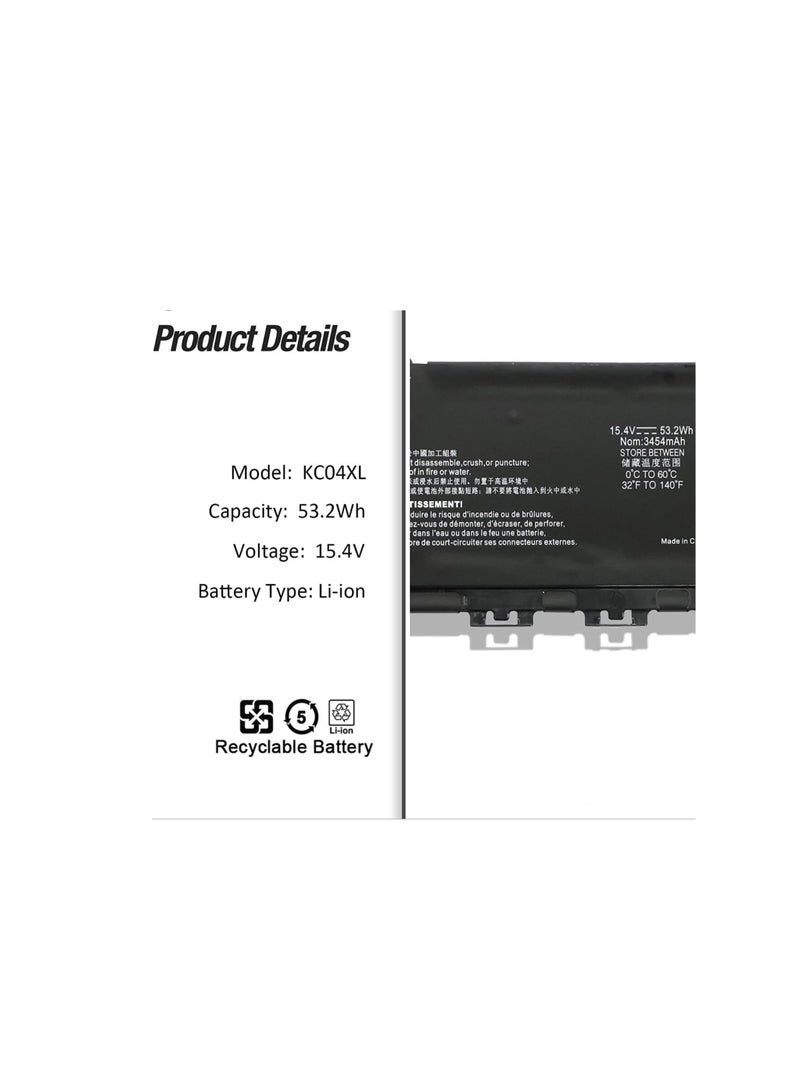 Terabyte KC04XL Laptop Battery for HP Envy X360 13-AG 13-AR 13-AH 13-AQ 13Z-AG000 13M-AG0001DX 13T-AQ000 13T-AQ100 HSTNN-DB8P HSTNN-IB8K KC04053 XL L0844 96-855 L08544-1C1 L08544-2B1 TPN-W133 TPN-W136 - Image 2
