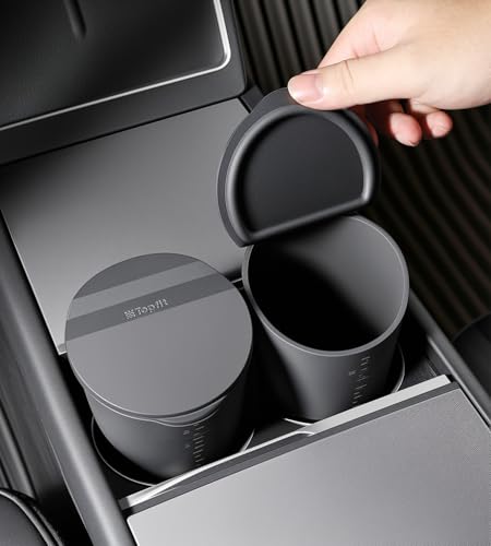 BMZX Car Trash Can with Lid Small Cup Holder Door Pocket Garbage Can Trash Bin Trash Container Fits Auto Home Office Black 2Pcs - Image 1