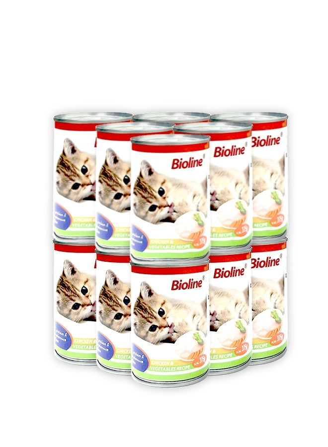 Bioline Canned Chicken And Vegetable Cat Food - 375G (Pack Of 12) - Image 1