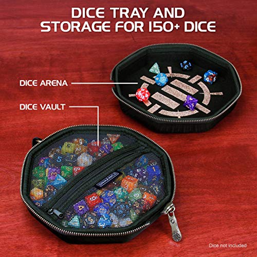 ENHANCE DND Dice Tray and Case - DND Dice Holder for up to 150 D&D Dice with Rugged Hard Shell Exterior and Protective Soft Interior - Rolling Tray Perfect for Game Night (Black) - Image 2