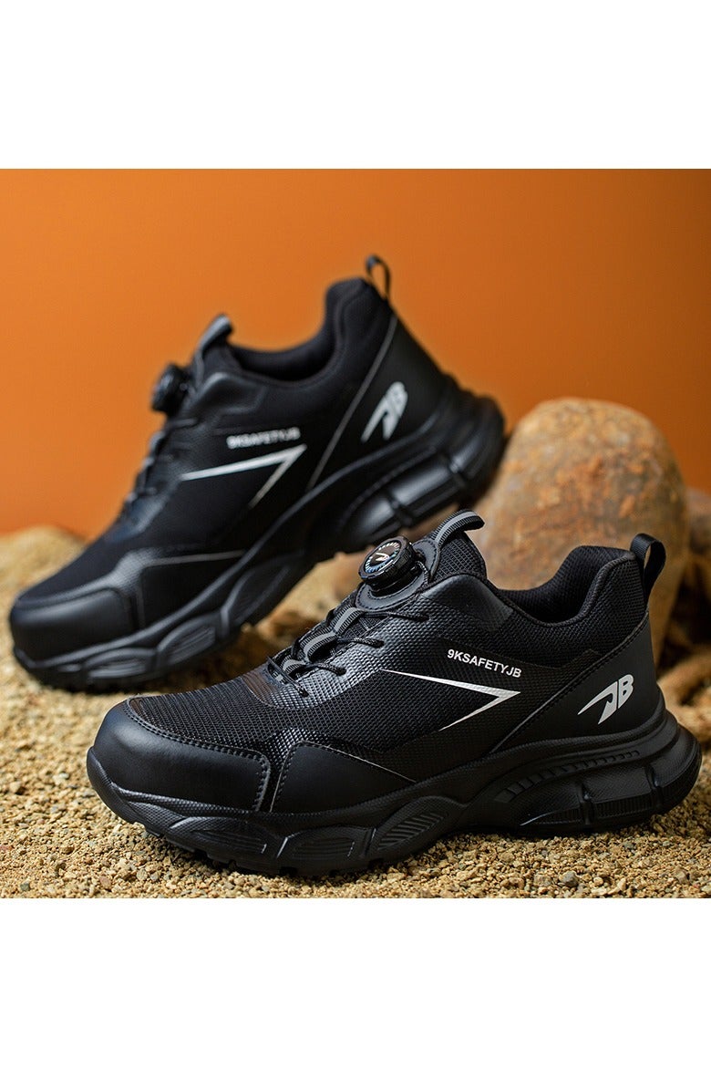 عام أحذية عمل صيفية للرجال قابلة للتنفس بأصابع فولاذية، مضادة للكسر ومصنوعة من الفولاذ المركب + كيفلر مقاوم للثقب، متينة ومقاومة للتآكل وقابلة للتنفس. - Image 1