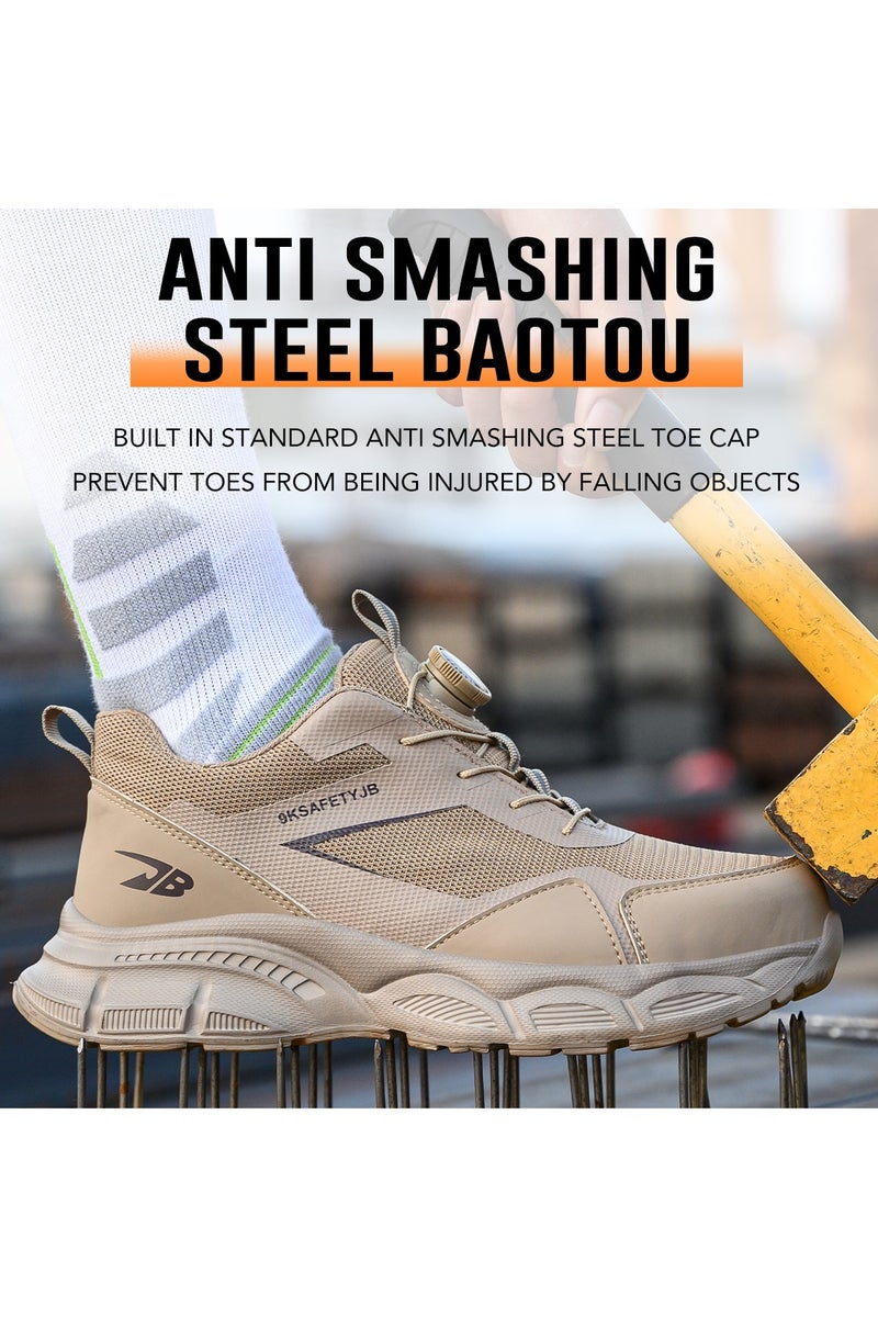 عام أحذية عمل صيفية للرجال قابلة للتنفس بأصابع فولاذية، مضادة للكسر ومصنوعة من الفولاذ المركب + كيفلر مقاوم للثقب، متينة ومقاومة للتآكل وقابلة للتنفس. - Image 5