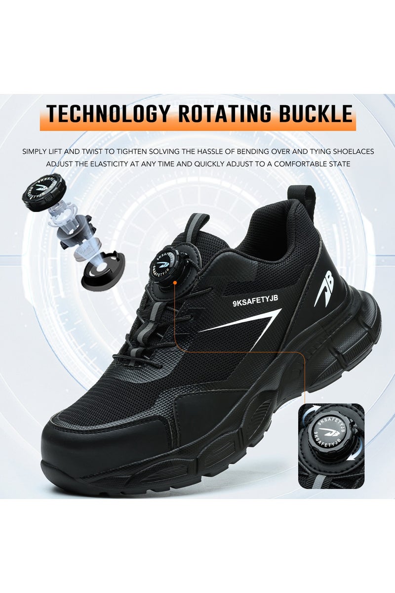 عام أحذية عمل صيفية للرجال قابلة للتنفس بأصابع فولاذية، مضادة للكسر ومصنوعة من الفولاذ المركب + كيفلر مقاوم للثقب، متينة ومقاومة للتآكل وقابلة للتنفس. - Image 4