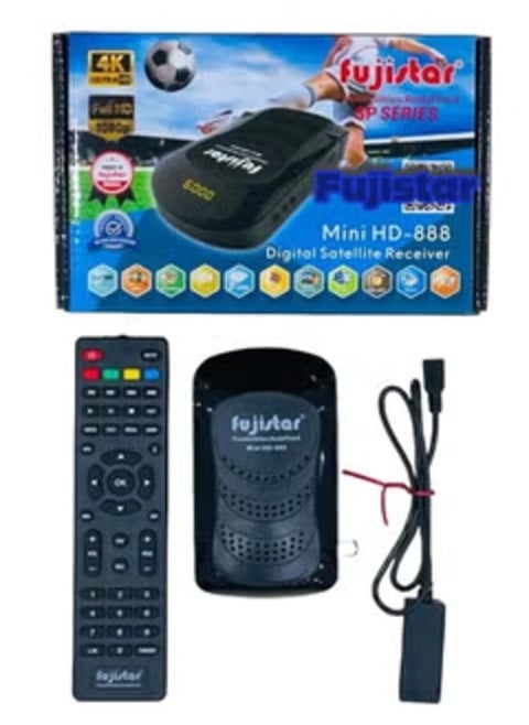 جهاز استقبال الأقمار الصناعية الرقمي Fujistar UHD 4K جهاز استقبال مزدوج العرض Mini HD-888 مستشعر مزدوج أسود