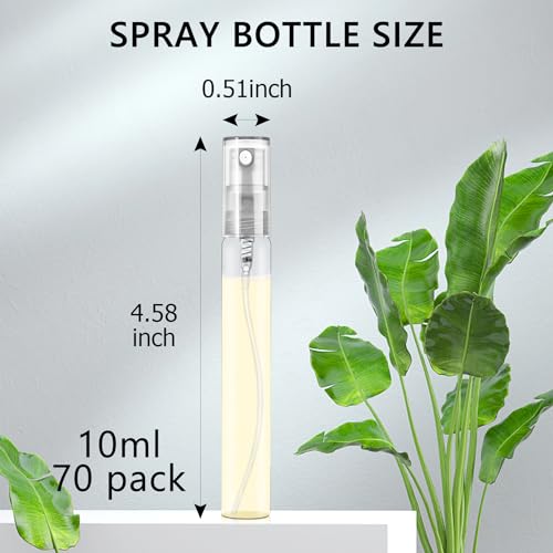 Csdtylh Mini Spray Bottles 70PCS 10ML Clear Glass Perfume Bottles Refillable Fine Mist Spray Bottles Empty Fragrance Sample Spray Containers Cosmetics Atomizer for CleaningTravelEssential Oils - Image 5