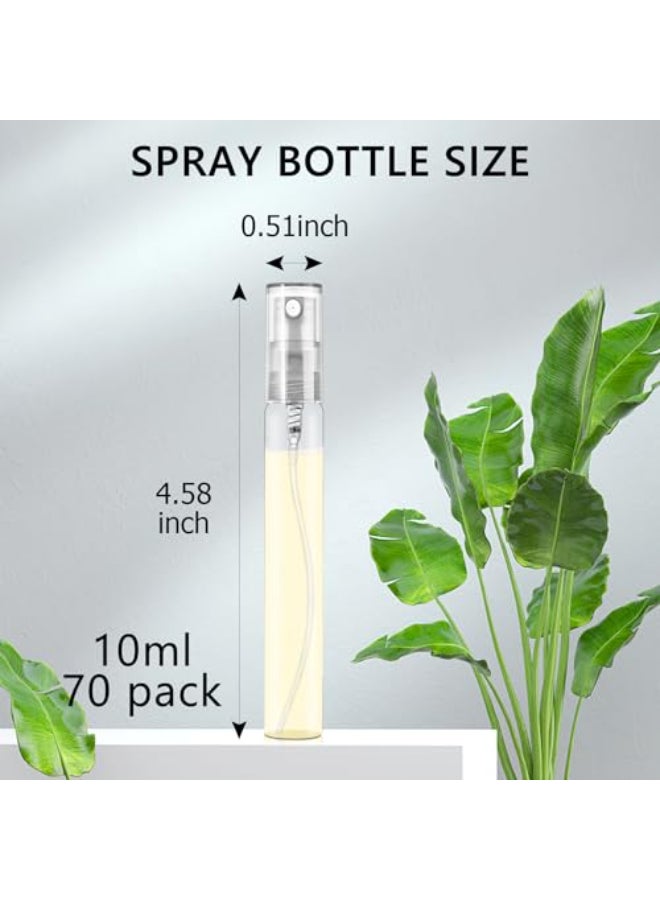 Csdtylh Mini Spray Bottles 70PCS 10ML Clear Glass Perfume Bottles Refillable Fine Mist Spray Bottles Empty Fragrance Sample Spray Containers Cosmetics Atomizer for CleaningTravelEssential Oils - Image 4