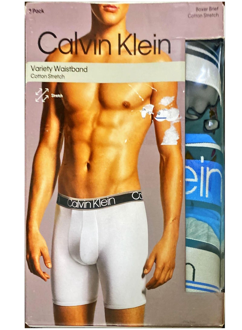 Calvin Klein Jeans Variety Waistband Cotton Stretch Boxer Brief 3-Pack  - Image 1