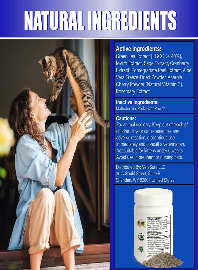 VetaSure Cat Gingivitis Treatment – Natural Tartar & Bad Breath Support with Probiotics – Easy to Use Oral Care for Teeth, Cat Gums & Gut Dental Powder - Image 5