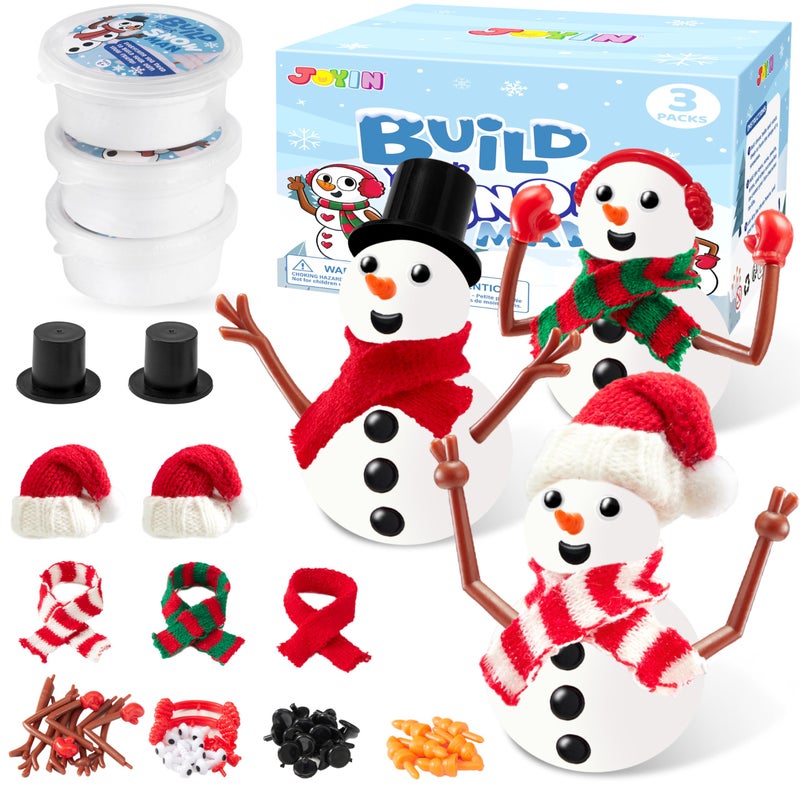 JOYIN Christmas Build a Snowman Craft Kit 3 Pack Modeling Clay DIY Make a Snowman Kit for Christmas Arts and Craft Activities Xmas Gift Stocking Stuffers for Kids School Funny Toy Party Favor - Image 2