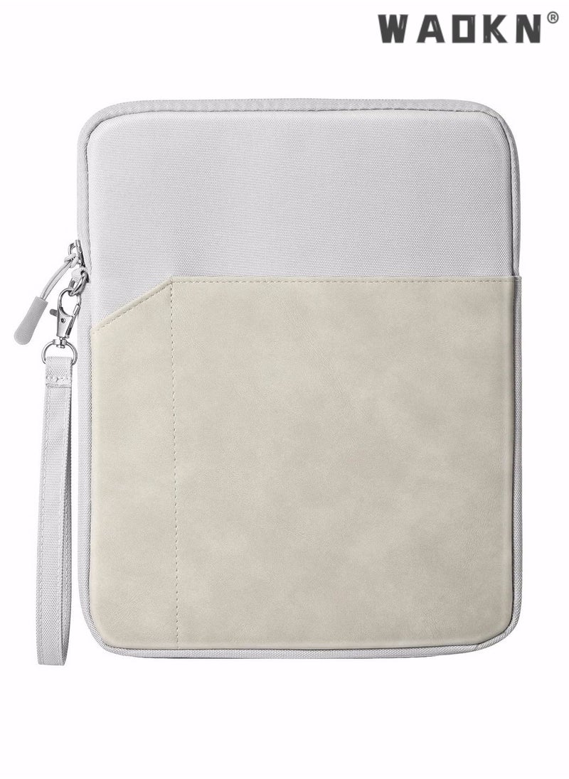 WAOKN 9-11 Inch Tablet Sleeve Bag Carrying Case for iPad Pro 11 2021-2018, iPad Air 5/4 10.9, iPad 10.2, Galaxy Tab A8 10.5/Tab S8 11", Surface Go 2/1, Protective Bag with Pocket, Light Gray  - Image 1