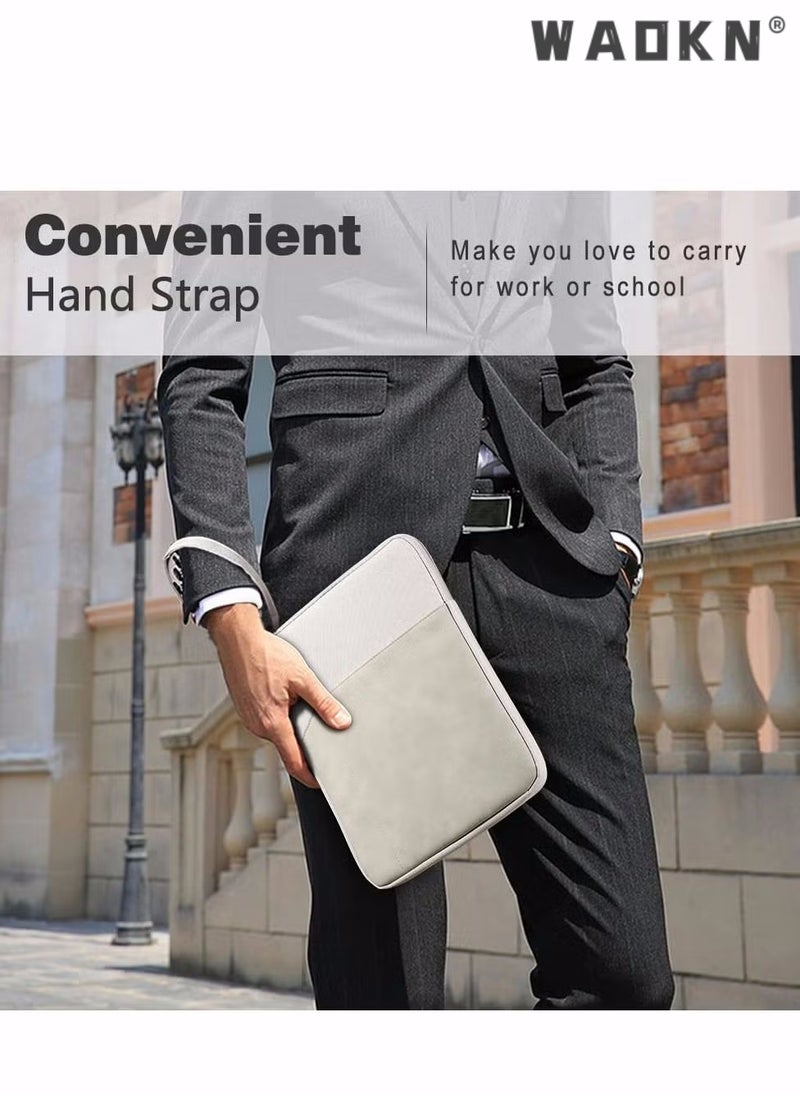 WAOKN 9-11 Inch Tablet Sleeve Bag Carrying Case for iPad Pro 11 2021-2018, iPad Air 5/4 10.9, iPad 10.2, Galaxy Tab A8 10.5/Tab S8 11", Surface Go 2/1, Protective Bag with Pocket, Light Gray  - Image 3