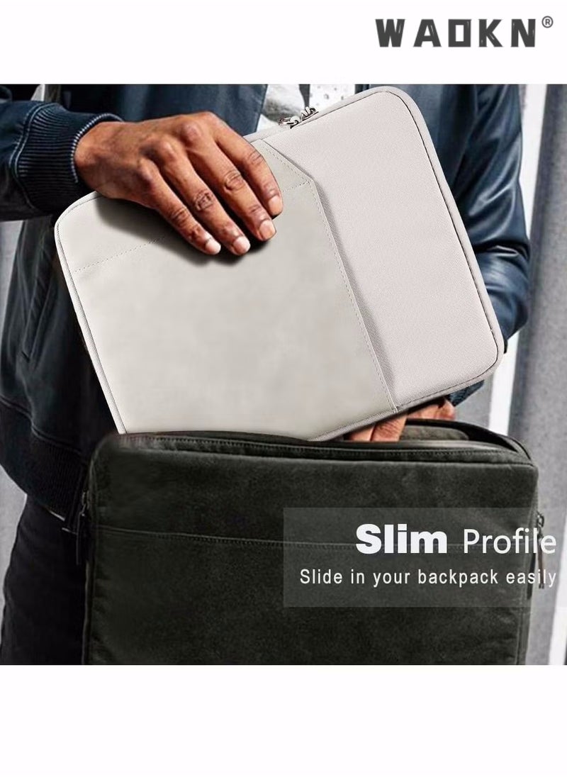 WAOKN 9-11 Inch Tablet Sleeve Bag Carrying Case for iPad Pro 11 2021-2018, iPad Air 5/4 10.9, iPad 10.2, Galaxy Tab A8 10.5/Tab S8 11", Surface Go 2/1, Protective Bag with Pocket, Light Gray  - Image 4