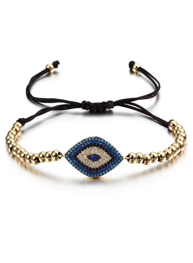 CIUNOFOR 14K Gold Filled Evil Eye Chain Bracelet, Adjustable White Bracelet for Women - Image 1