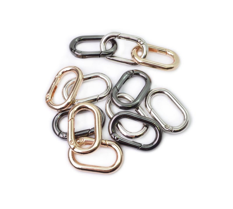 Bobeey 12pcs Mixed Color Carabiner Metal Spring Key Ring,Spring Snap Hooks Clip,Oval Ring for Bags,Purses - Image 3