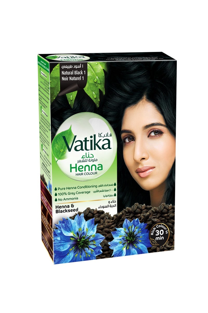 Vatika Naturals Natural Black Henna Hair Colour Pack of 6 60g - Image 1