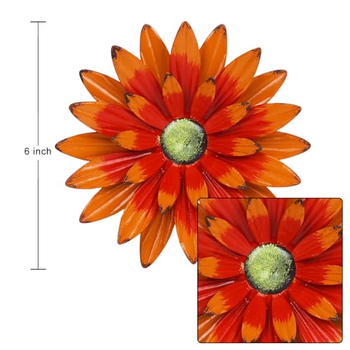 hogardeck Metal Flower Wall Decor - 6 PCS 6" Colorful Flower Decor for Indoor Outdoor, Sunflower Kitchen Decor Floral Metal Wall Art for Bathroom, Living Room, Porch, Garden, Yard - Image 2
