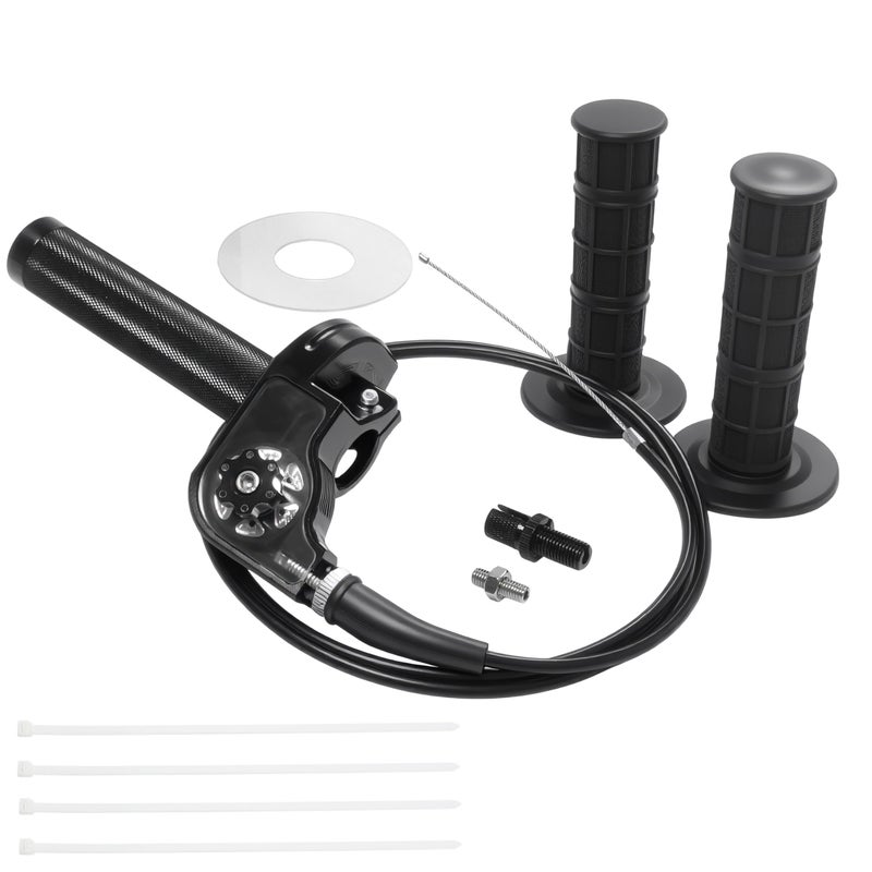 JXPANG Motorcycle Throttle Assembly,7/8" Quick Twist Throttle Grips with Throttle Cable Aluminum Alloy Universal for CRF KLX SSR TTR 110 125 150 200 250cc Dirt Pit Bike ATV Mini Bike (Type A-Black) - Image 1