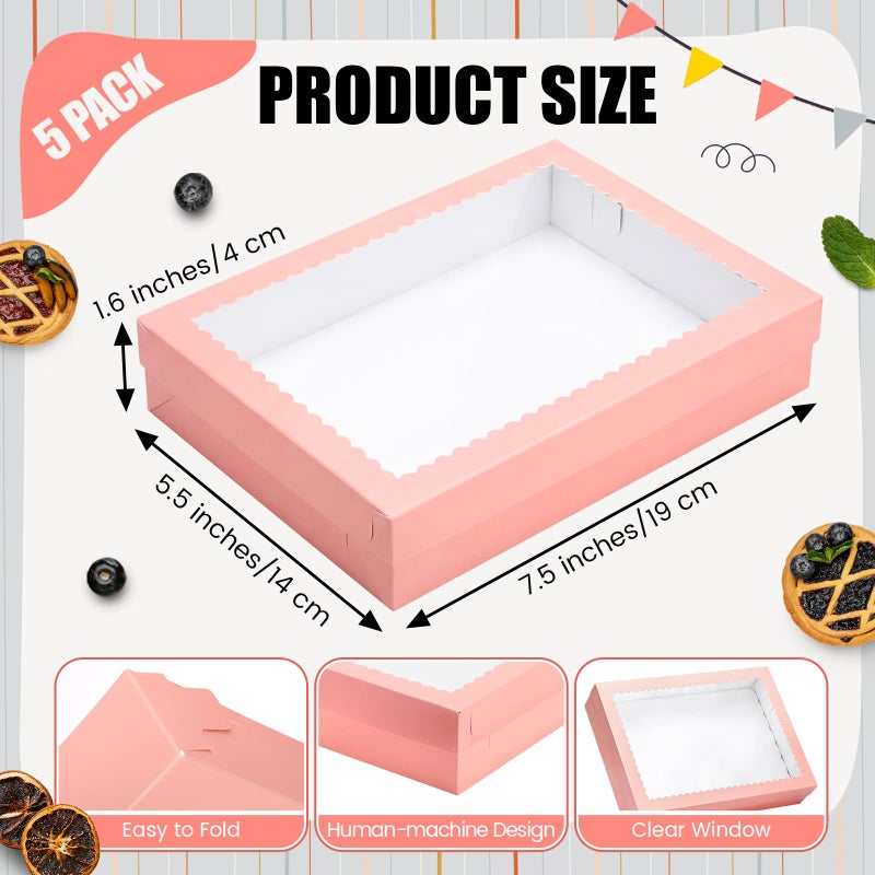 Sinload 10 Pcs 19x14x4 Inch Half Sheet Cake Boxes 5pcs Large Rectangle Bakery Boxes with 5pcs Cake Boards for Pastry Baking, Cupcakes, Donuts, Cookies, Pie Treat Packaging (Pink) - Image 2