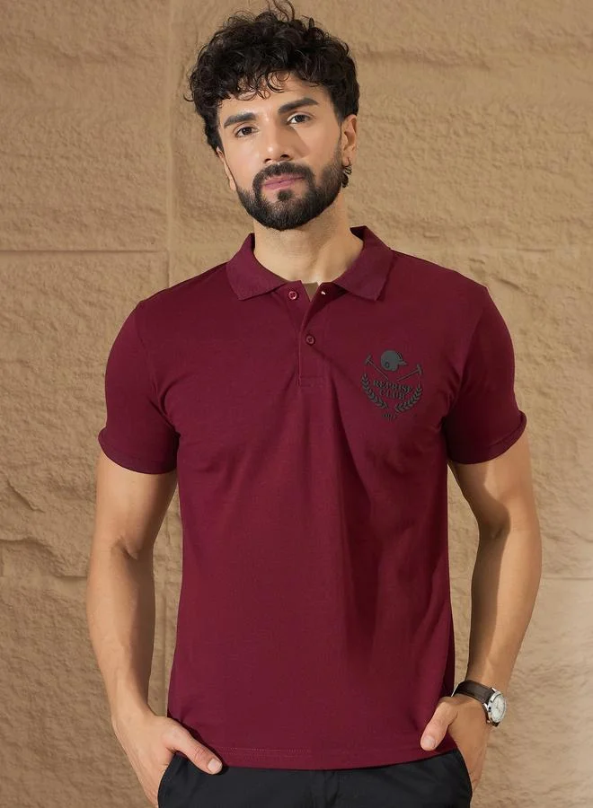Take Two REPRISE Maroon Back Graphic Print Polo