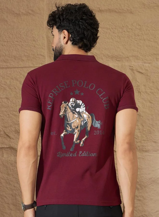 Take Two REPRISE Maroon Back Graphic Print Polo