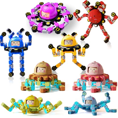 Vipctery Easter Basket Stuffers Gifts for Kids Boys Girls 8Pcs Transformable Fidget Spinners for Kids Fidget Toys Teens Adults Sensory Toys with Autism ADHD Party Favors Travel Activities B - Image 1