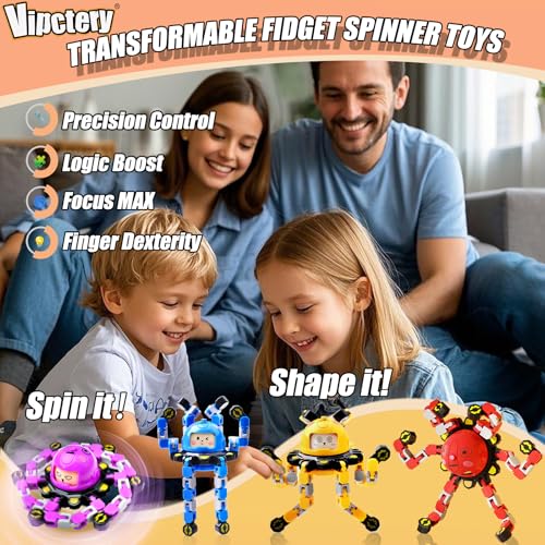 Vipctery Easter Basket Stuffers Gifts for Kids Boys Girls 8Pcs Transformable Fidget Spinners for Kids Fidget Toys Teens Adults Sensory Toys with Autism ADHD Party Favors Travel Activities B - Image 5
