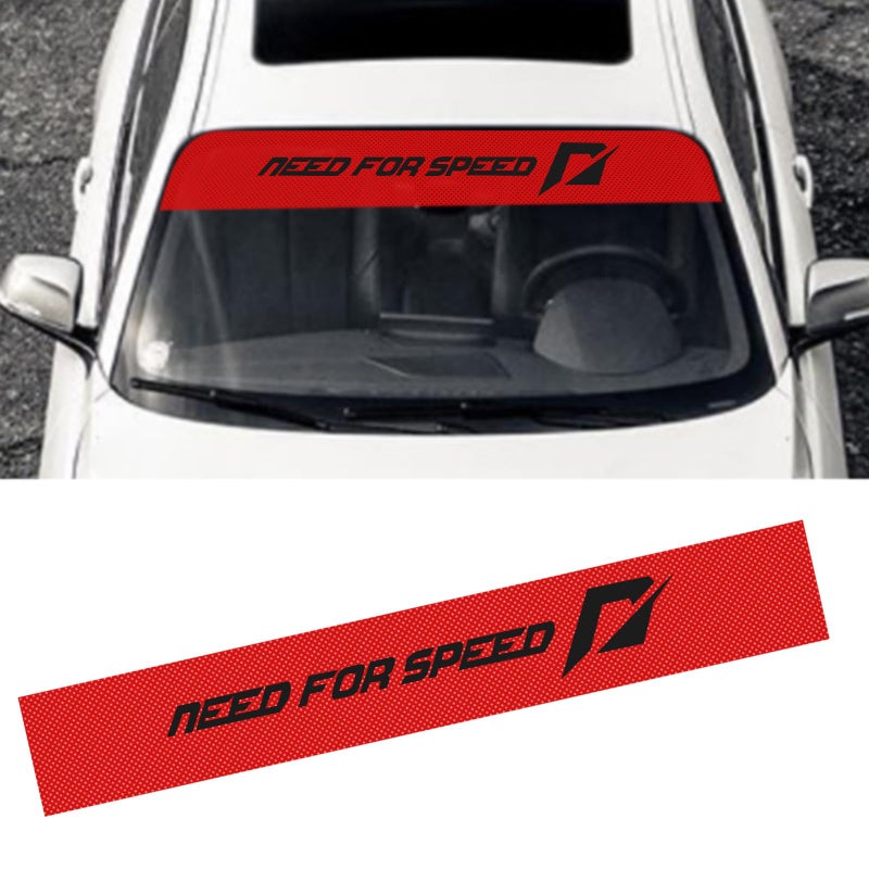 LANZMYAN Front Windshield Decal Vinyl Front Shade Sun Visor Strip Sport Racing Decoration StickerRed BackgroundNeed for Speed - Image 3