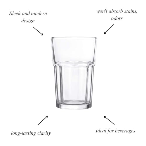SkyKey Tableware Water and Juice Glass Set of 6 – 350 ml Transparent Drinking Glasses – Crystal Clear Shine – Microwave Dishwasher Safe – Ideal for Home and Party Use - Image 2