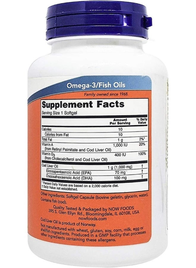 now Foods Cod Liver Oil 1000 Mg 90 Softgels - Image 5