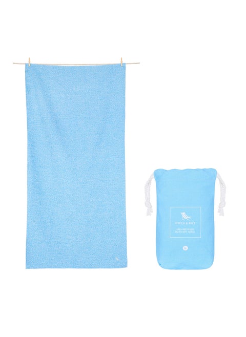 Dock & Bay Beach Towel, Super Absorbent, Quick Dry, Sand Free, Compact & Lightweight, 100% Recycled Materials, Includes bag - Large (160x90cm) - LAGOON BLUE