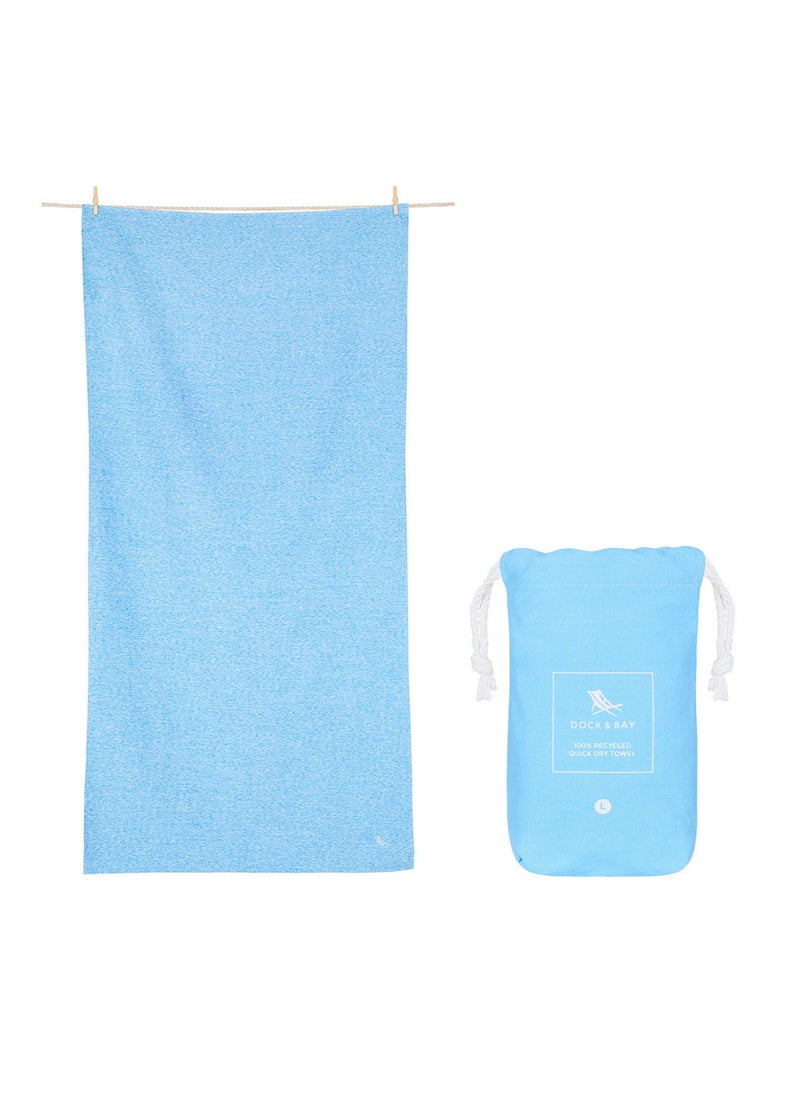 Dock & Bay Dock & Bay Beach Towel, Super Absorbent, Quick Dry, Sand Free, Compact & Lightweight, 100% Recycled Materials, Includes bag - Large (160x90cm) - LAGOON BLUE  - Image 1