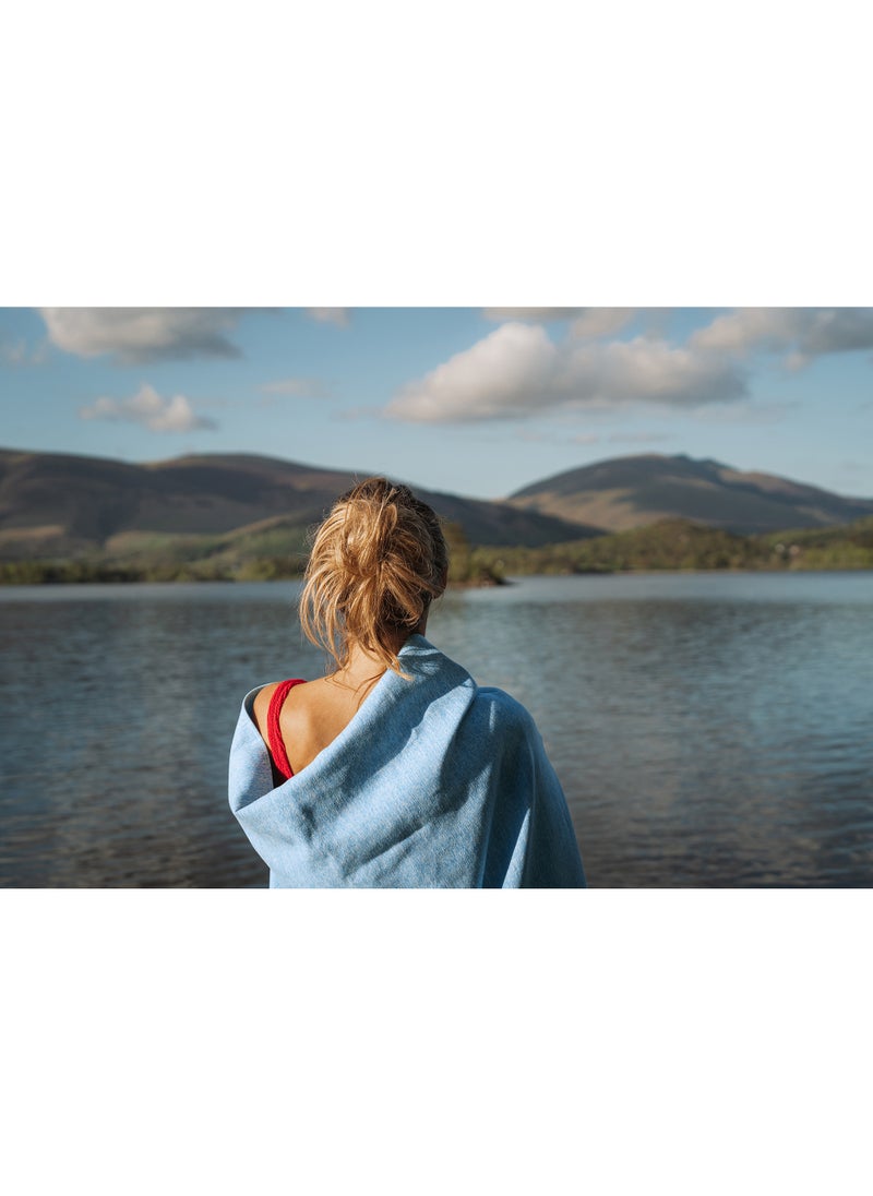 Dock & Bay - Dock & Bay Beach Towel, Super Absorbent, Quick Dry, Sand Free, Compact & Lightweight, 100% Recycled Materials, Includes bag - Large (160x90cm) - LAGOON BLUE - Image 1