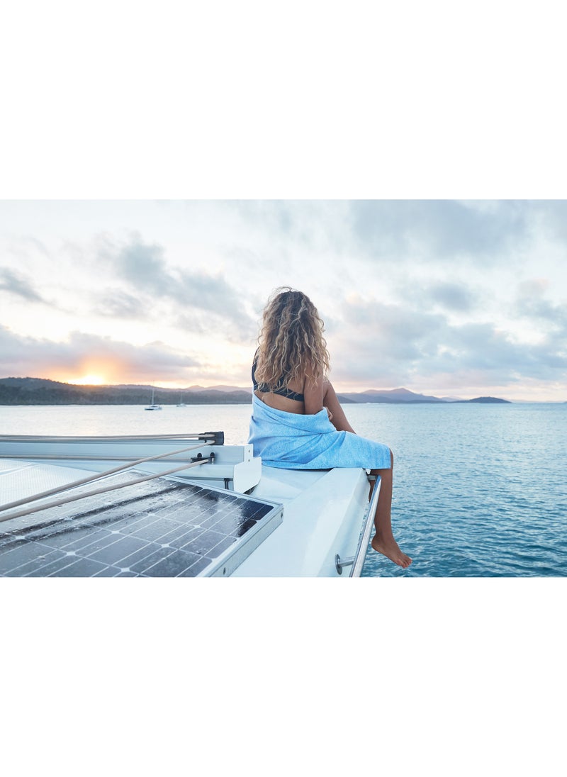 Dock & Bay - Dock & Bay Beach Towel, Super Absorbent, Quick Dry, Sand Free, Compact & Lightweight, 100% Recycled Materials, Includes bag - Large (160x90cm) - LAGOON BLUE - Image 1